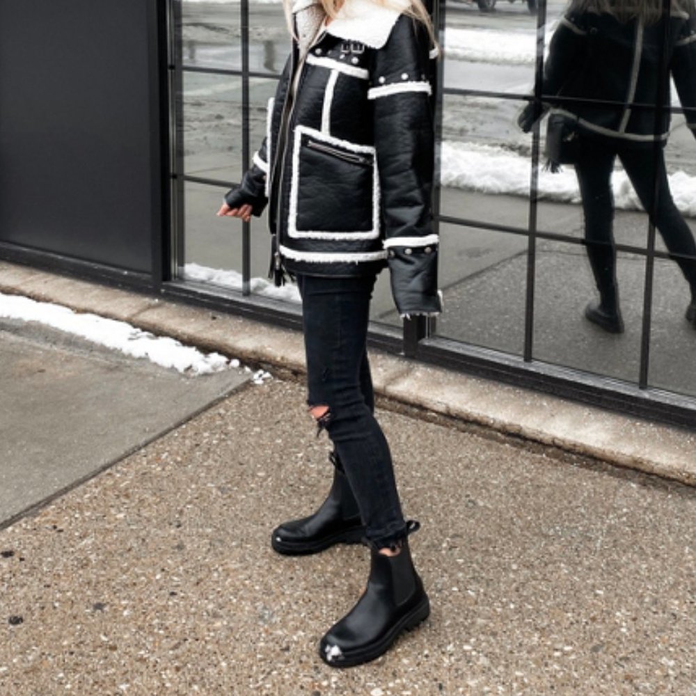 Glamorous Coffee Break Faux-Leather/ Teddy Jacket